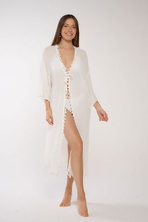 Kimono Bambula Con Flecos Moorea